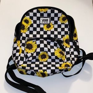 Small cute vans sunflower and checkered print backpack.